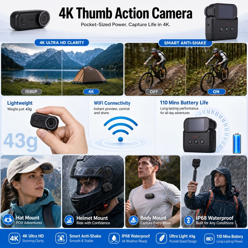 APEX 액션 4K 카메라 미니 POV 마그네틱 스포츠 - Car Accessories Online 리뷰 및 가격