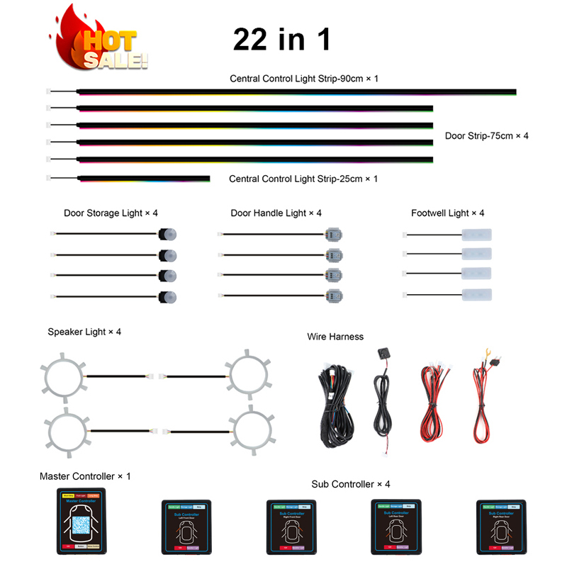 22가지 색상의 RGB 다이내믹 자동차 실내등, 무선  - Led Interior Ambient Light 리뷰 및 가격
