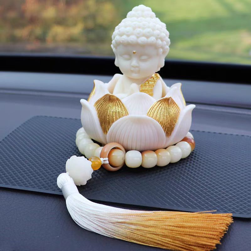 아이보리 과일 불상 자동차 장식품 연꽃 불상 조각상 대 - Car Accessories Quirky 리뷰 및 가격